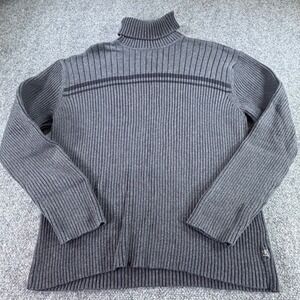 VTG Calvin Klein Jeans Turtleneck Sweater Mens XL Grey Ribbed Cotton Y2K